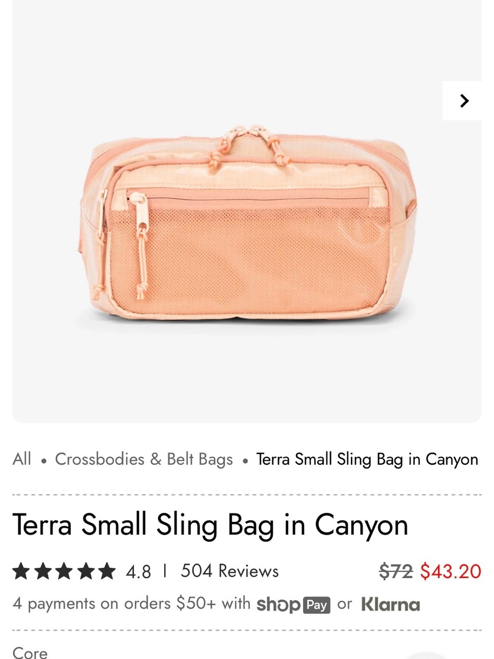 Small Sling Bag in Canyon - Peach Sling Pouch